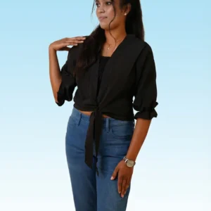 Midnight Silk Tie-Front Overcoat